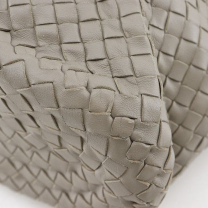 Bottega Veneta Bucket Shape Intrecciato Lambskin Gray Women's Shoulder Bag