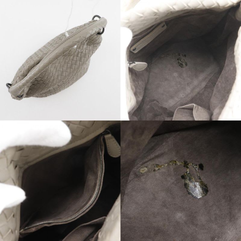 Bottega Veneta Bucket Shape Intrecciato Lambskin Gray Women's Shoulder Bag