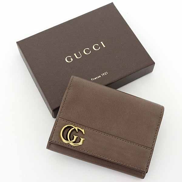 Gucci GG Marmont Card Case Business Holder Double G Leather Brown