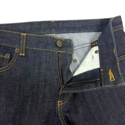 Louis Vuitton Denim Jeans Straight Leather Label Logo Embroidery 38 Blue Indigo