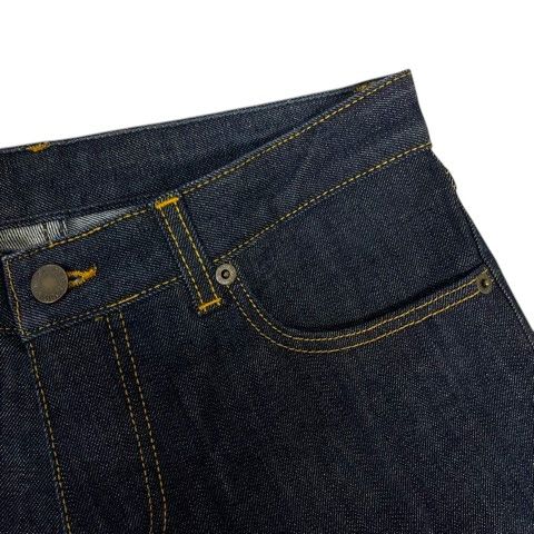 Louis Vuitton Denim Jeans Straight Leather Label Logo Embroidery 38 Blue Indigo