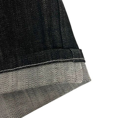 Louis Vuitton Denim Jeans Straight Leather Label Logo Embroidery 38 Black