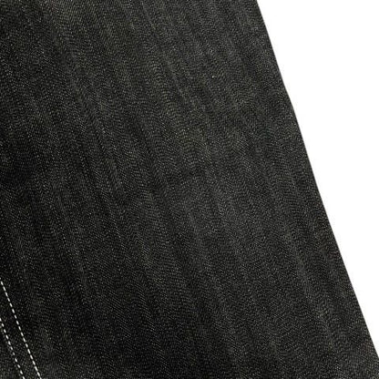 Louis Vuitton Denim Jeans Straight Leather Label Logo Embroidery 38 Black