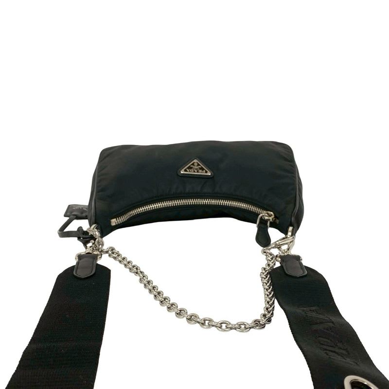 Prada Triangle Logo Hardware Tessuto Nylon 2-Way Shoulder Bag Semi-shoulder Bag