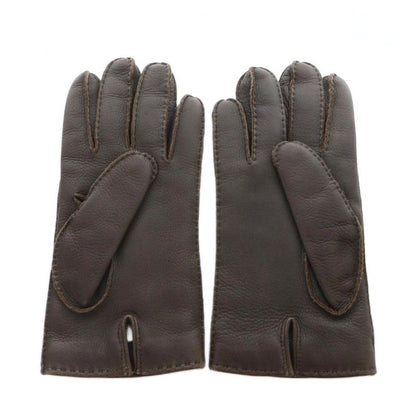 Gucci Gloves Leather Logo Deerskin Cashmere Brown • GY11 MQ • OH