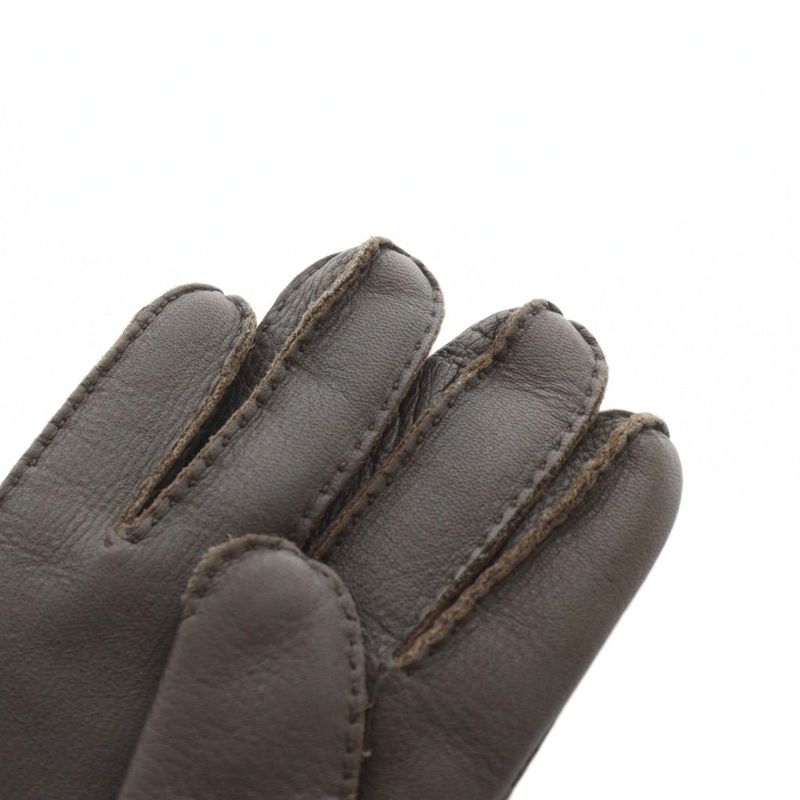 Gucci Gloves Leather Logo Deerskin Cashmere Brown • GY11 MQ • OH
