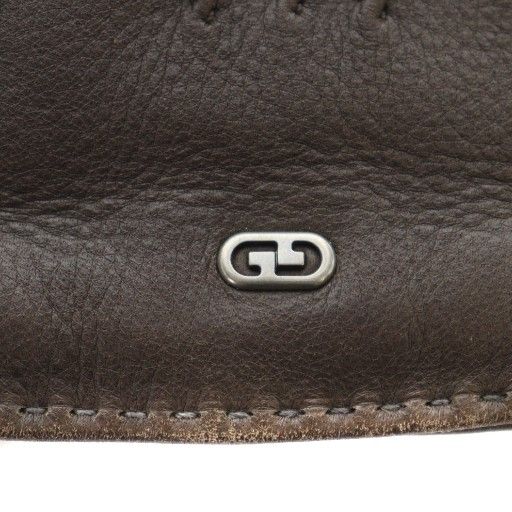Gucci Gloves Leather Logo Deerskin Cashmere Brown • GY11 MQ • OH