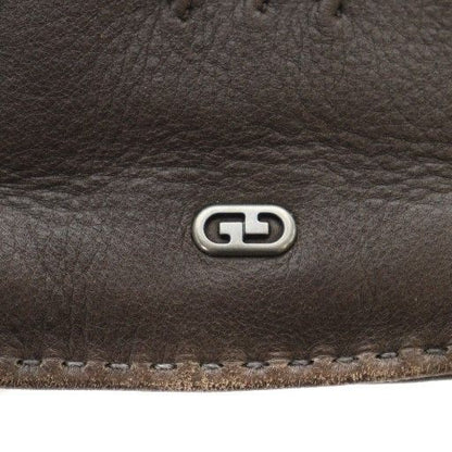 Gucci Gloves Leather Logo Deerskin Cashmere Brown • GY11 MQ • OH