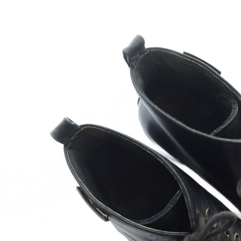 Prada Short Boots Square Toe Logo Leather 36 23cm (9.06in) Black • GY11 MQ • OH