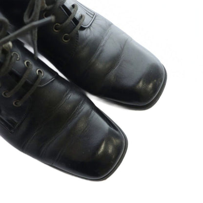 Prada Short Boots Square Toe Logo Leather 36 23cm (9.06in) Black • GY11 MQ • OH