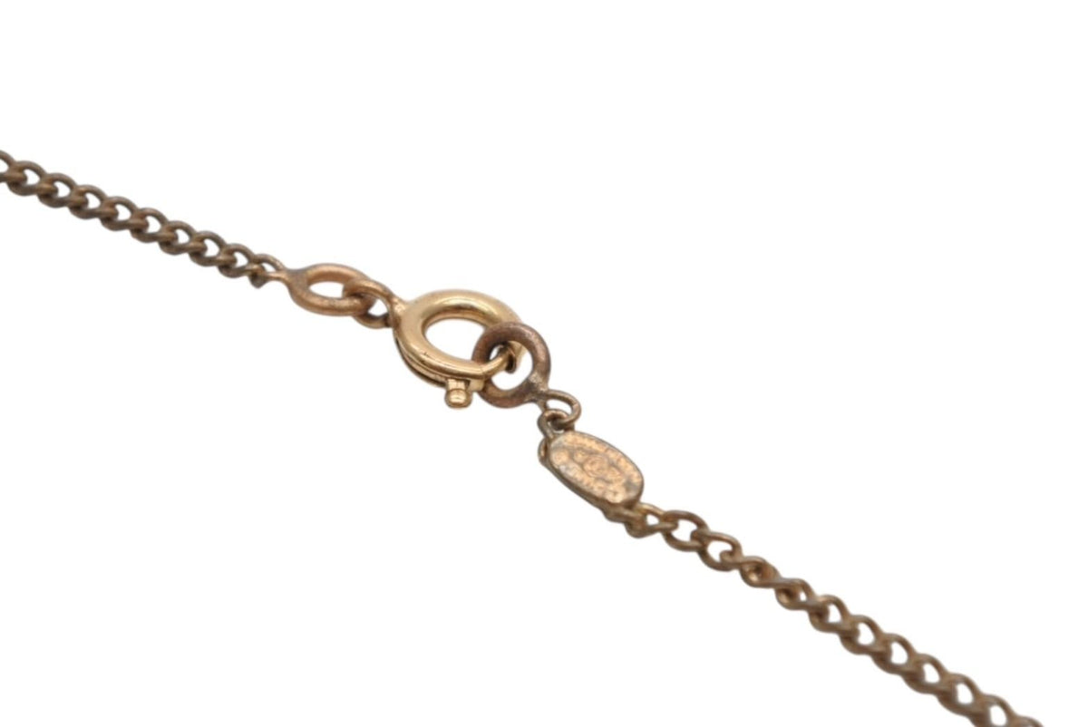 Chanel 05A CC Logo Squirrel Animal Necklace Glitter Gold Plated Yellow — view 8