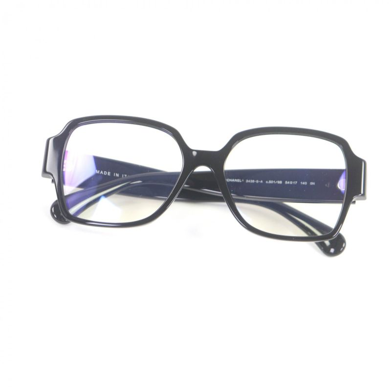 Chanel 3438-s-a Square Shape Blue Light Cut Glasses Coco Mark Heart Sunglasses