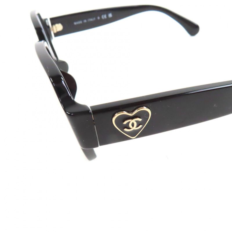 Chanel 3438-s-a Square Shape Blue Light Cut Glasses Coco Mark Heart Sunglasses