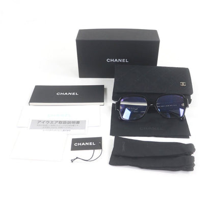 Chanel 3438-s-a Square Shape Blue Light Cut Glasses Coco Mark Heart Sunglasses