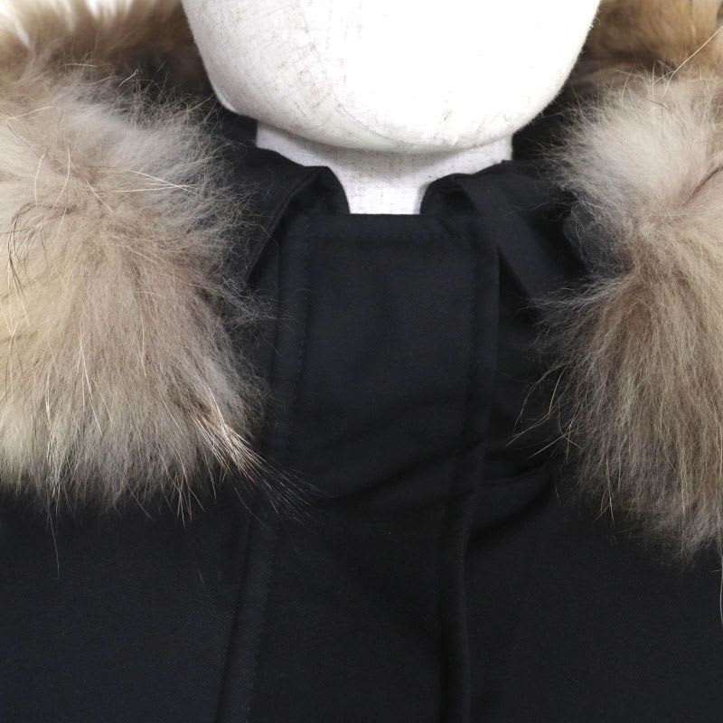 Pyrenex Bordeaux Fur Int'l Double Zip Down Jacket with Logo Patch Black 36