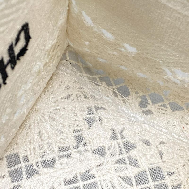 Dior Christian Dior Tote Bag Book Tote Small Bag Ivory Flower Lace Mesh Cotton