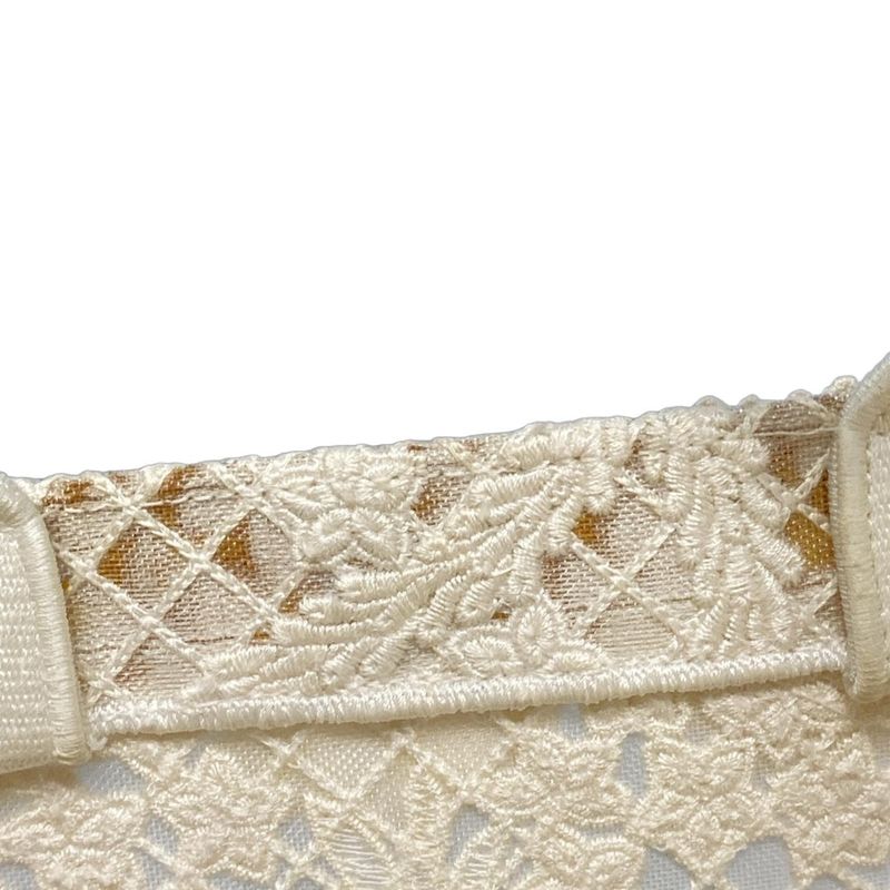 Dior Christian Dior Tote Bag Book Tote Small Bag Ivory Flower Lace Mesh Cotton