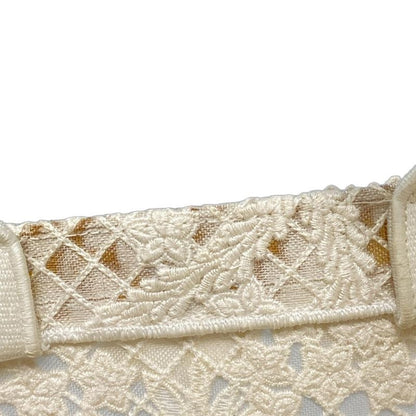 Dior Christian Dior Tote Bag Book Tote Small Bag Ivory Flower Lace Mesh Cotton