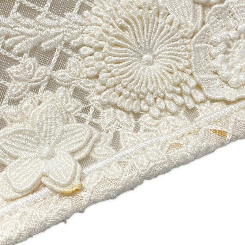 Dior Christian Dior Tote Bag Book Tote Small Bag Ivory Flower Lace Mesh Cotton