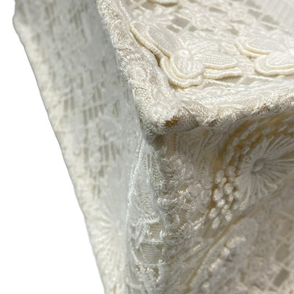 Dior Christian Dior Tote Bag Book Tote Small Bag Ivory Flower Lace Mesh Cotton