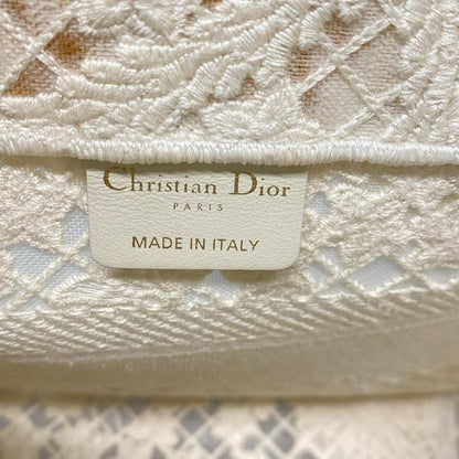 Dior Christian Dior Tote Bag Book Tote Small Bag Ivory Flower Lace Mesh Cotton