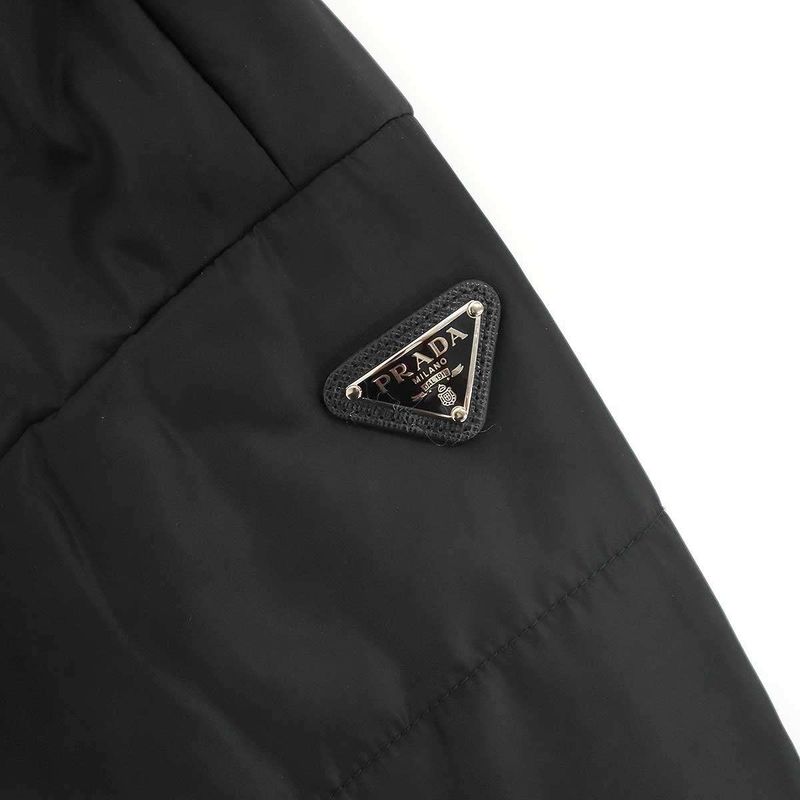 Prada Logo Plate Hooded Patted Jacket 290085 Black 40