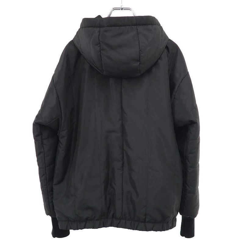 Prada Logo Plate Hooded Patted Jacket 290085 Black 40