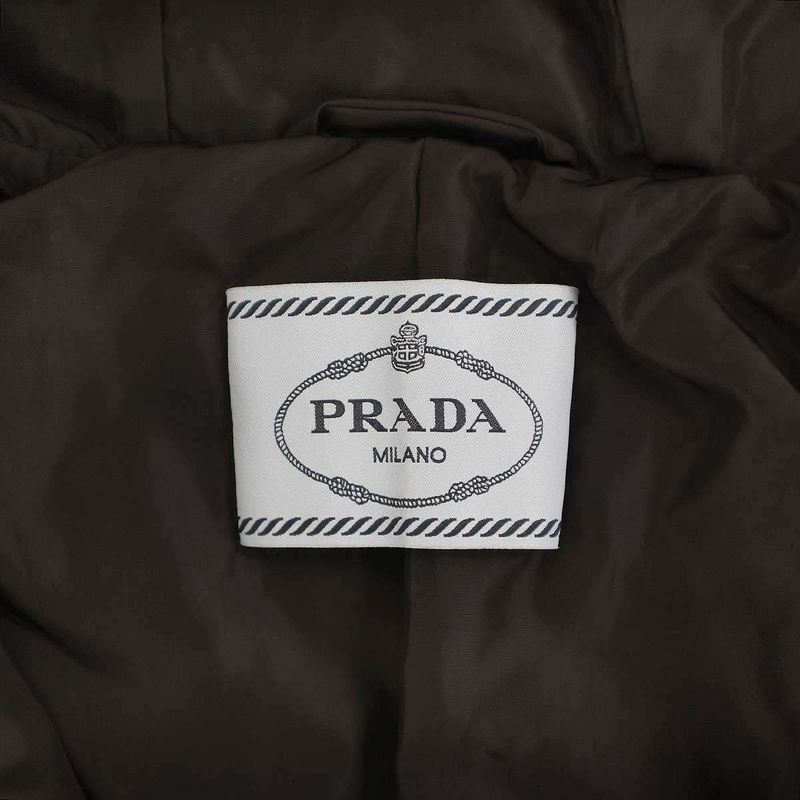Prada Logo Plate Hooded Patted Jacket 290085 Black 40