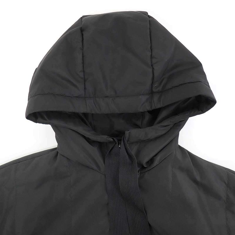 Prada Logo Plate Hooded Patted Jacket 290085 Black 40