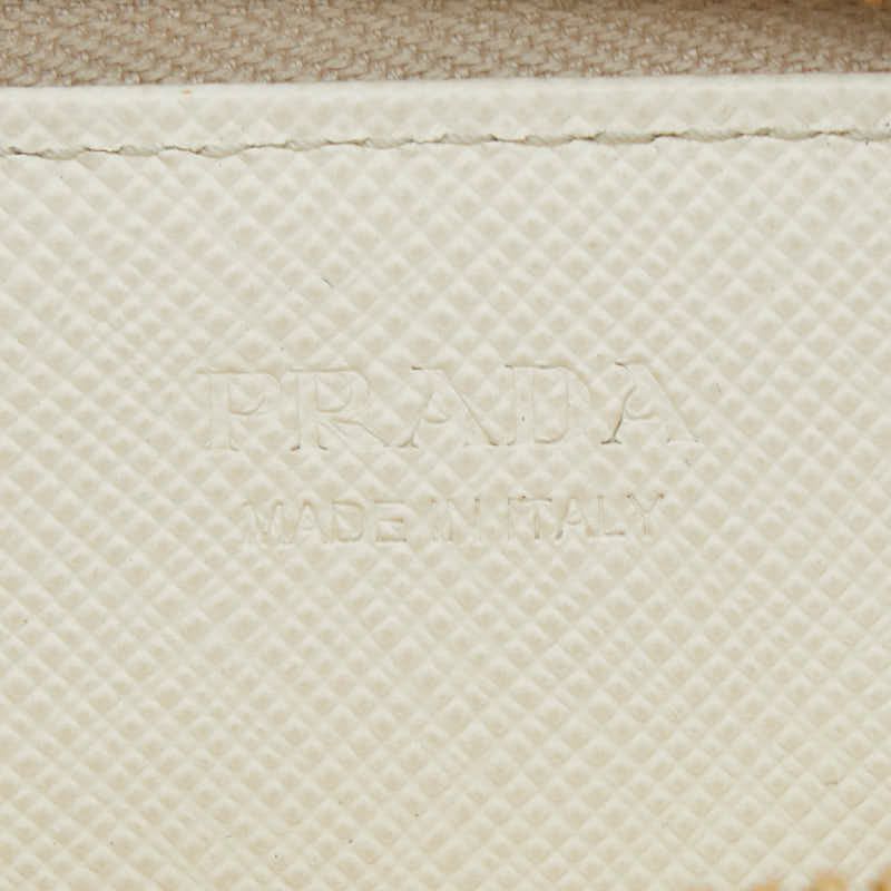Prada Triangle Logo Plate Bag Charm Coin Case Accessory 1 Tl085 White
