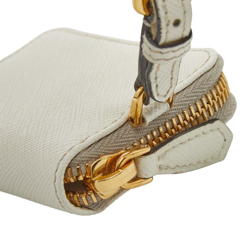 Prada Triangle Logo Plate Bag Charm Coin Case Accessory 1 Tl085 White