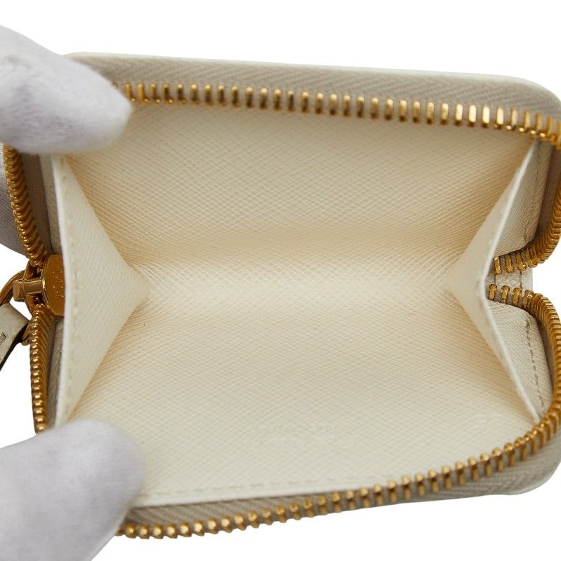 Prada Triangle Logo Plate Bag Charm Coin Case Accessory 1 Tl085 White