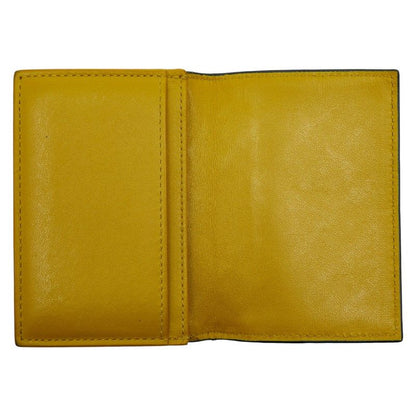 Bottega Veneta Intrecciato Card Case Business Holder Navy Yellow Leather
