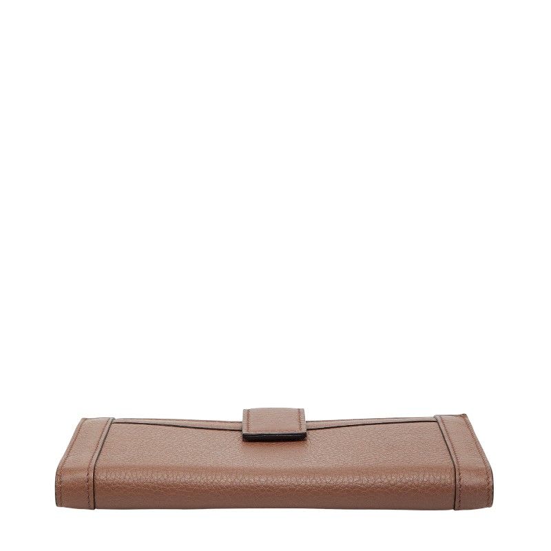 Gucci Long Wallet W Hook Brown Canvas Leather Women's