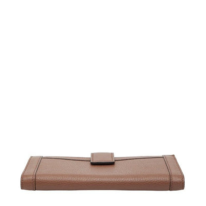 Gucci Long Wallet W Hook Brown Canvas Leather Women's