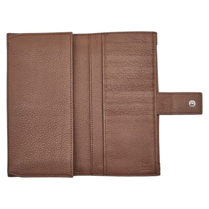 Gucci Long Wallet W Hook Brown Canvas Leather Women's