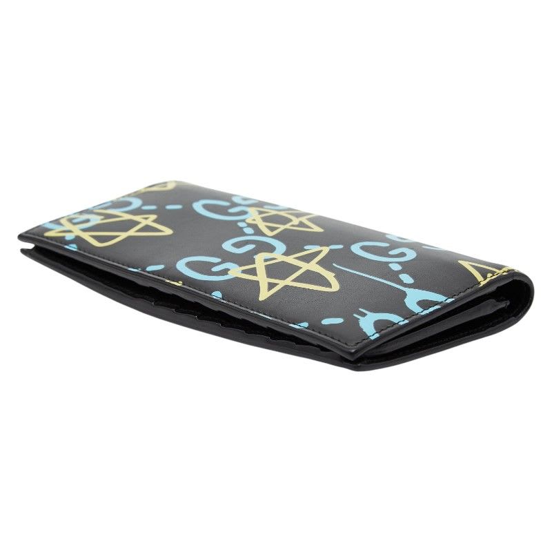 Gucci Ghost Star Print Black Blue Yellow Leather Women's