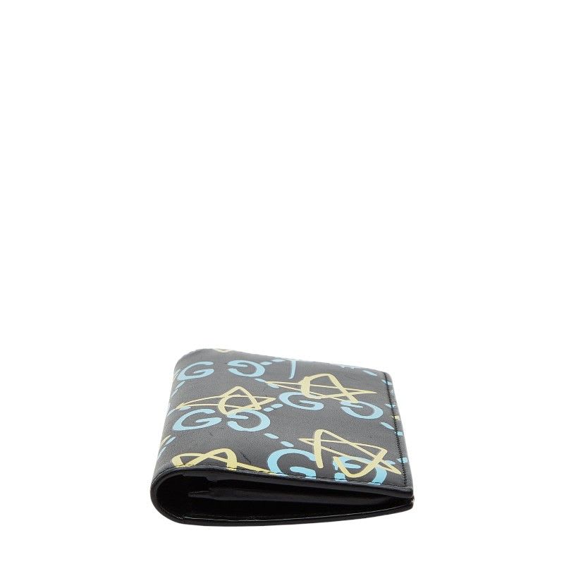 Gucci Ghost Star Print Black Blue Yellow Leather Women's