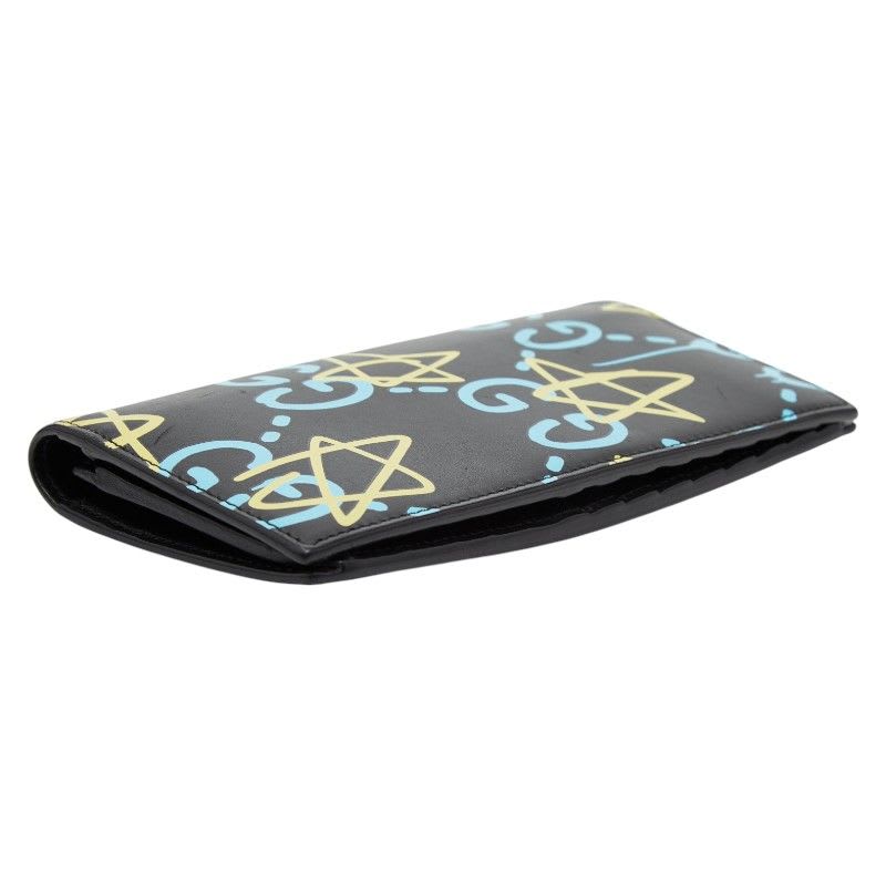 Gucci Ghost Star Print Black Blue Yellow Leather Women's