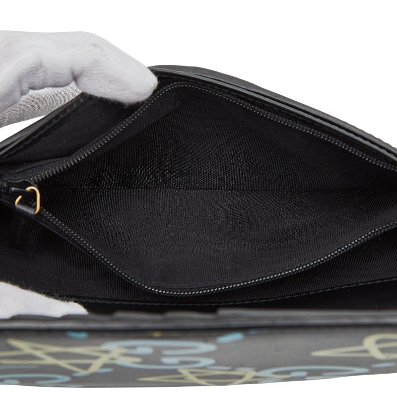 Gucci Ghost Star Print Black Blue Yellow Leather Women's