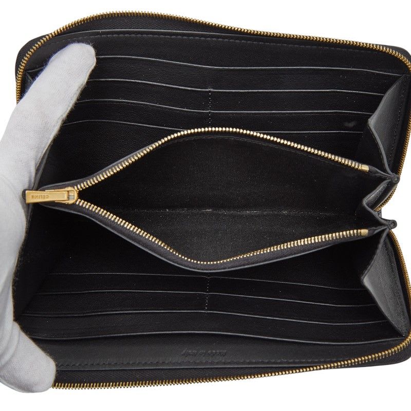 Celine Logo Motif Black Leather Women's