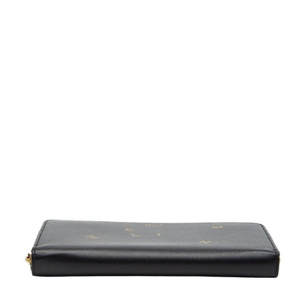 Celine Logo Motif Black Leather Women's