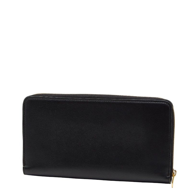 Celine Logo Motif Black Leather Women's