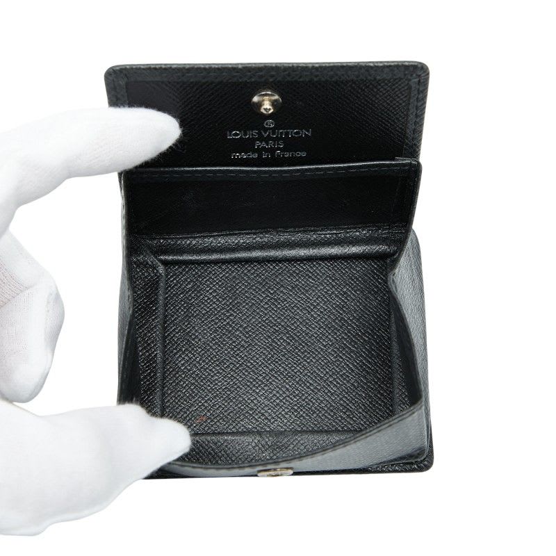 Louis Vuitton Taiga Portomone Boite Coin Case Purse Ardoise Black