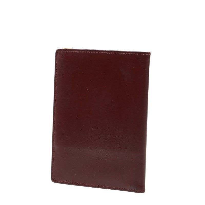 Cartier Mustline Card Case Billfold Wine Red Bordeaux Leather Ladies