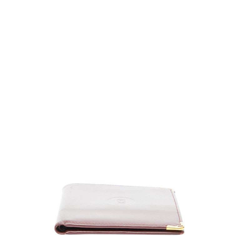 Cartier Mustline Card Case Billfold Wine Red Bordeaux Leather Ladies