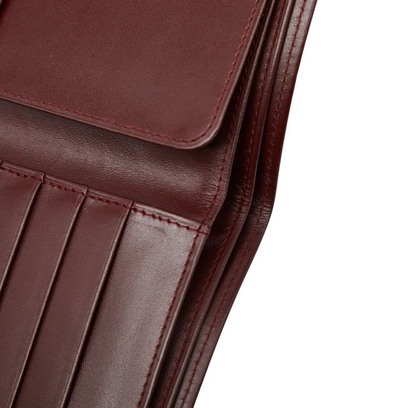 Cartier Mustline Card Case Billfold Wine Red Bordeaux Leather Ladies