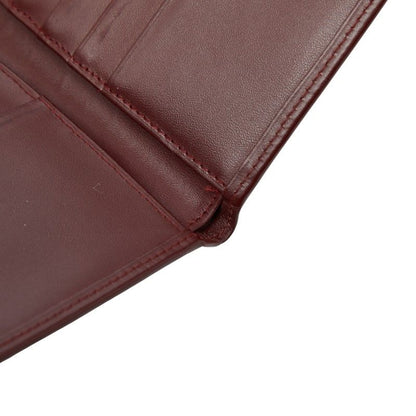 Cartier Mustline Card Case Billfold Wine Red Bordeaux Leather Ladies