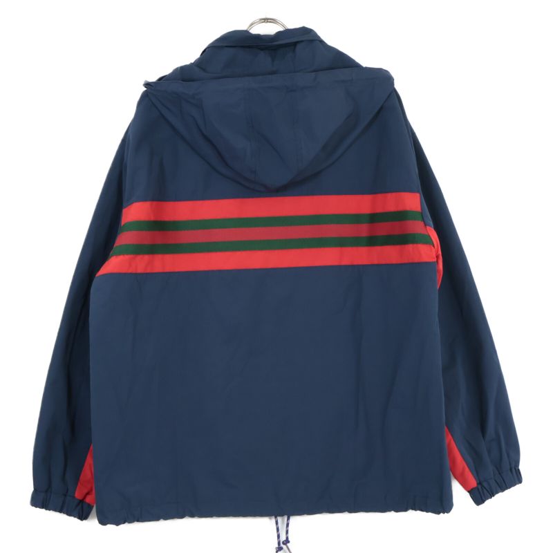 Gucci 599935 Navy Sherry Line Nylon Zip Feeding Jacket 46
