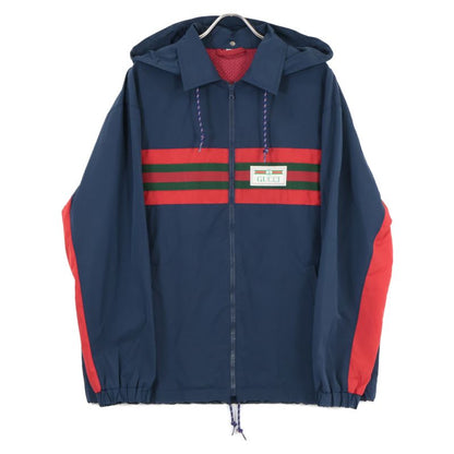 Gucci 599935 Navy Sherry Line Nylon Zip Feeding Jacket 46